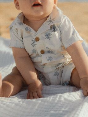 Carter's Baby Palm Tree Collared Onesie Cotton Romper
